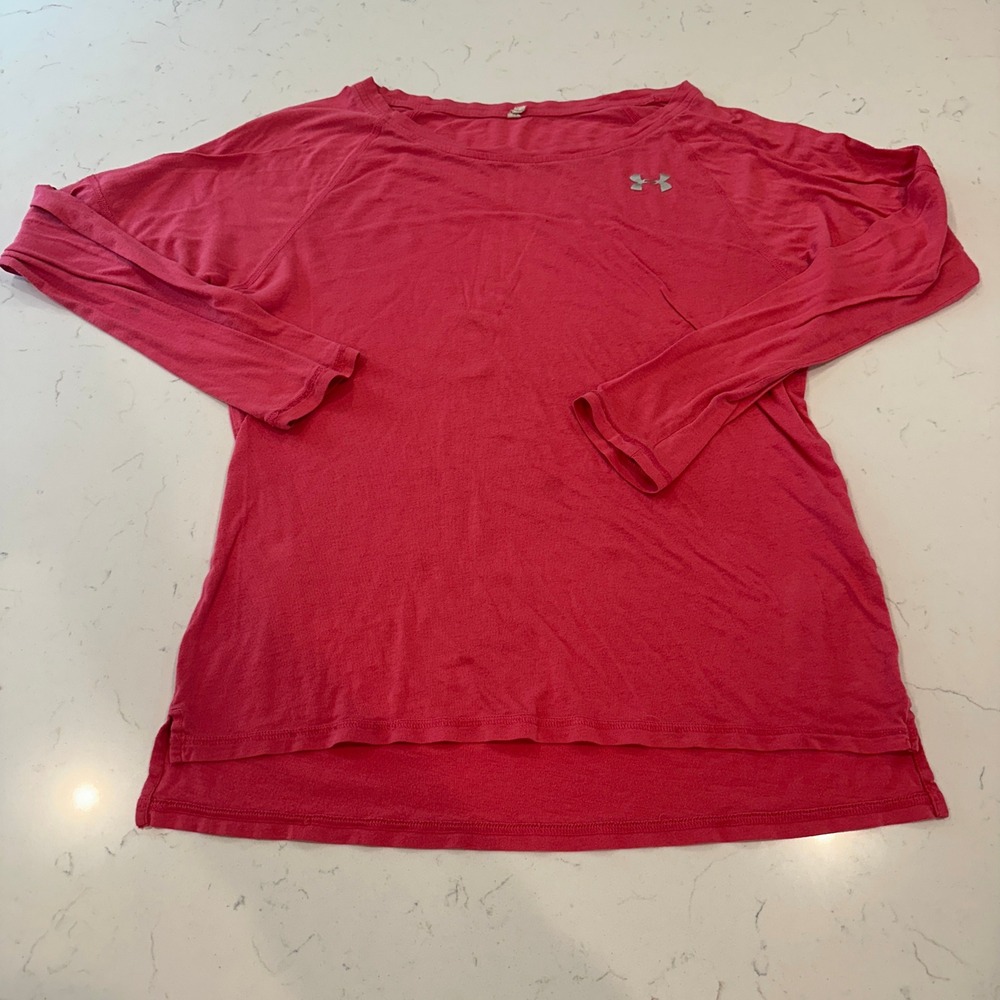 Under Armour Pink Long Sleeve Raglan Activewear Top Women Size Small